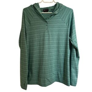 Prana Sol Searchet Longsleeve Light Teal Striped Hoodie